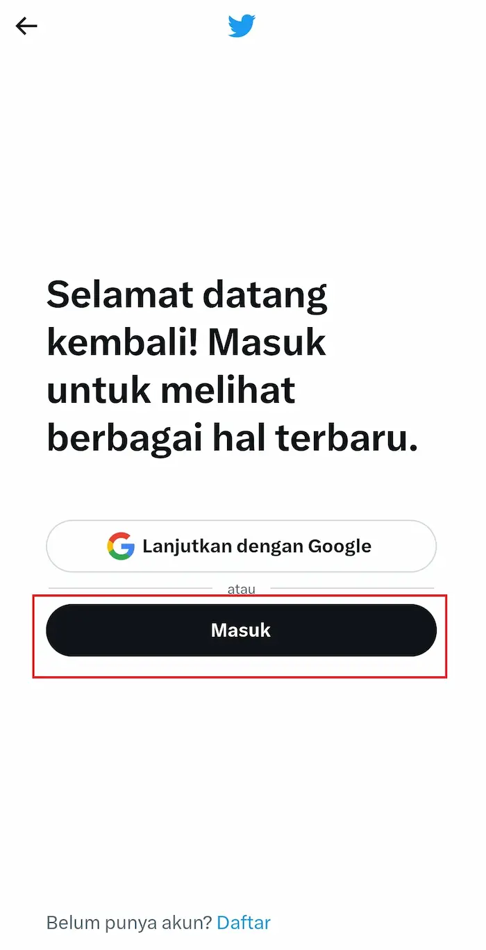 masuk twitter